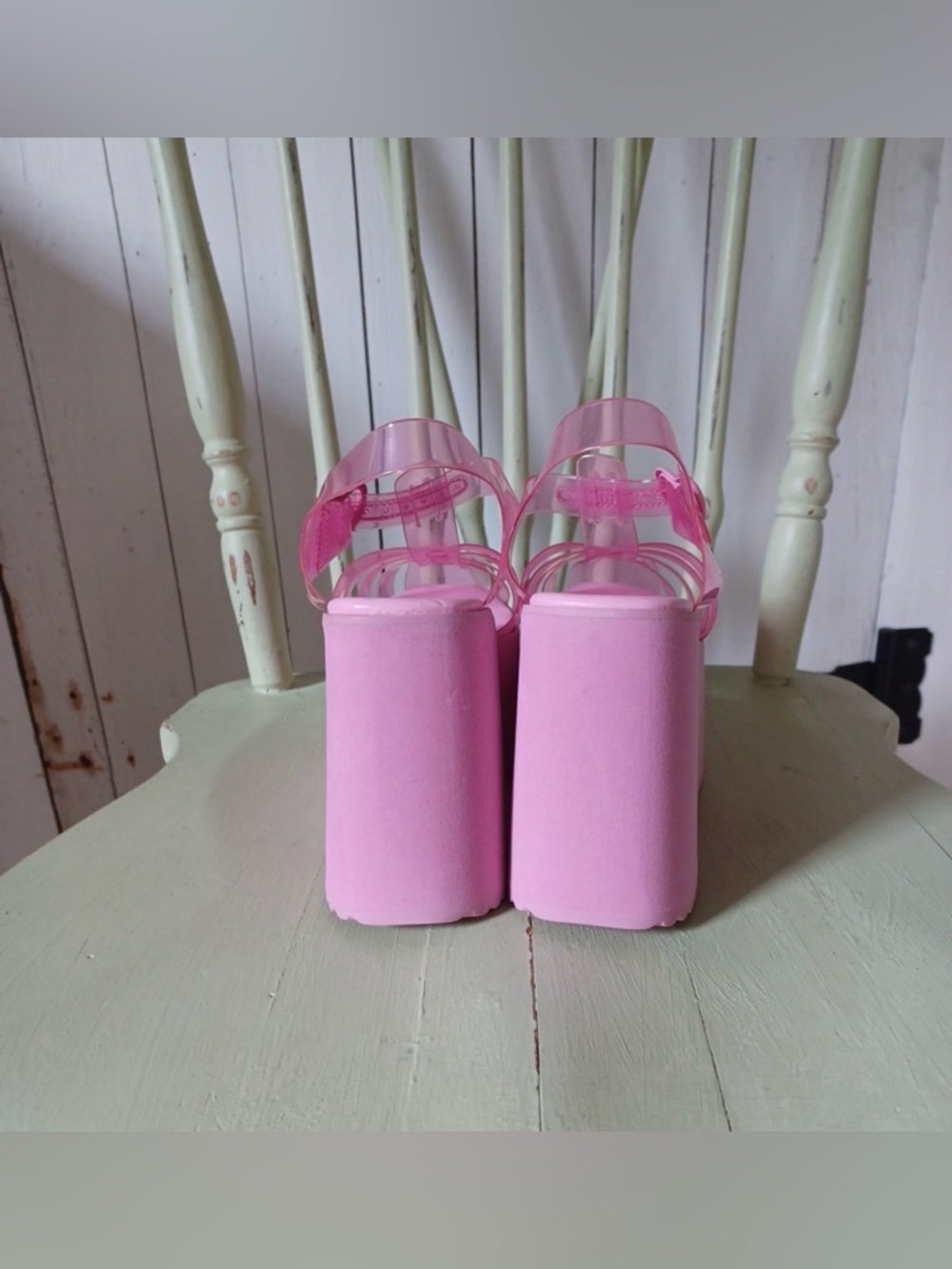 Sugar Thrillz Pink Heart-Buckle Platform Jelly Sandals - Picture 10 of 10